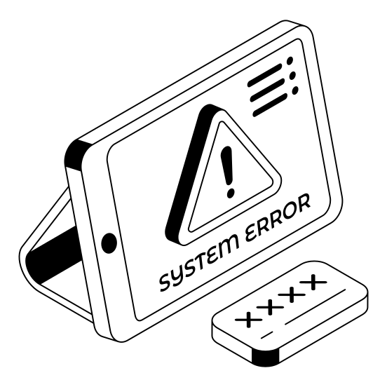 Failure, Cybercrime, Cyberattack, Error, Device illustration