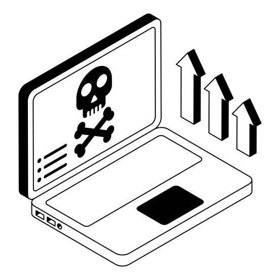 Hacking, Malware, Cyberattack, Cybercrime, Device illustration