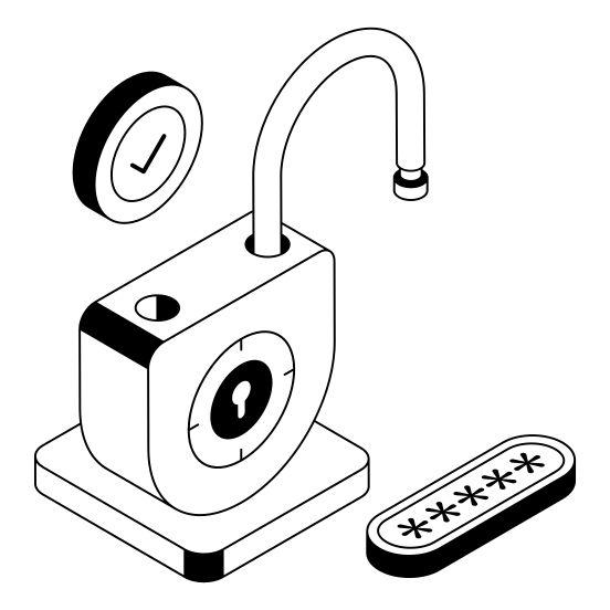 Lock, Padlock, Password, Access, Cybersecurity illustration