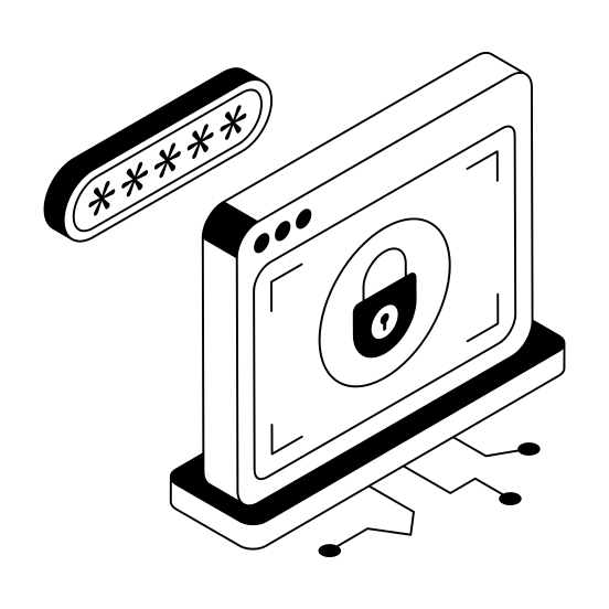 Website, Password, Cybersecurity, Protection, Safety illustration