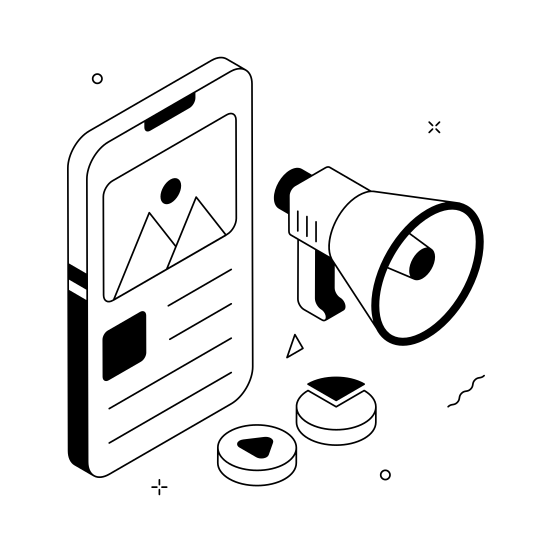 Mobile, Marketing, Digital, Content, Internet, Social Media, Promotion illustration