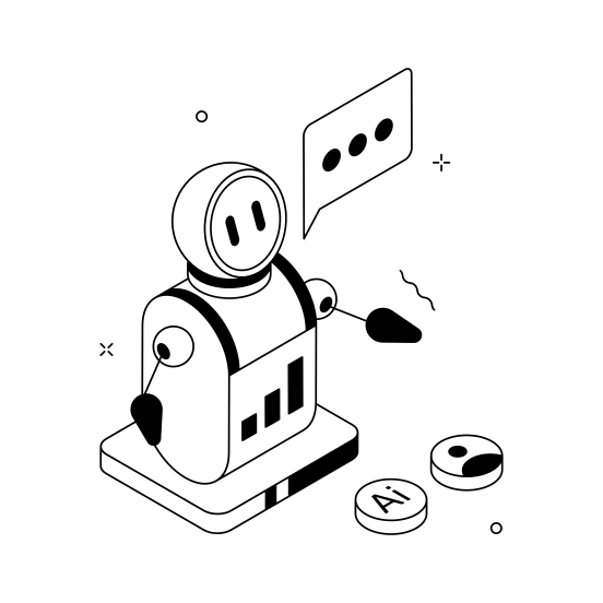 Robot, Assistant, Data, Analysis, Artificial, Market, Automation illustration