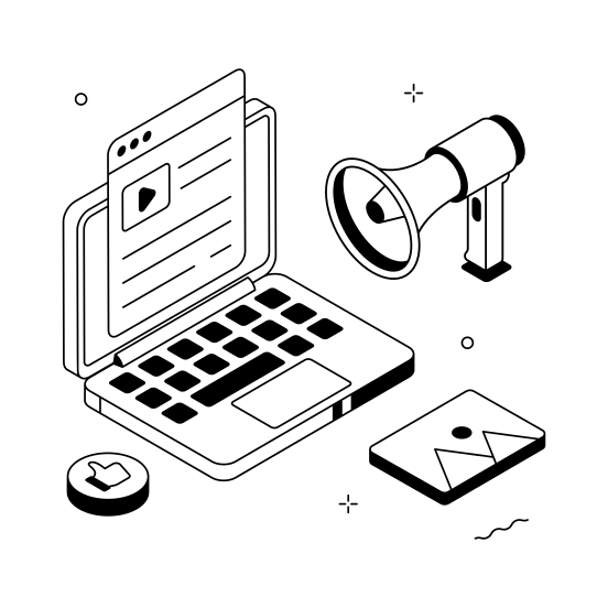 Social Media, Marketing, Digital, Online, Internet, Website, Promotion illustration