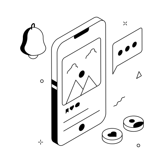 Social Media, Notification, Online, Alert, Mobile, Digital, Update illustration