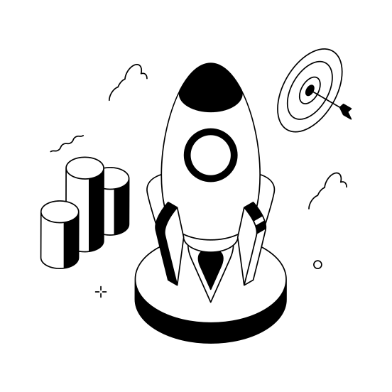 Business, Launch, Startup, Rocket, Growth illustration