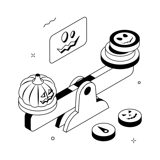 Balance, Scale, Halloween, Pumpkin, Lantern, Cookies, Spooky illustration