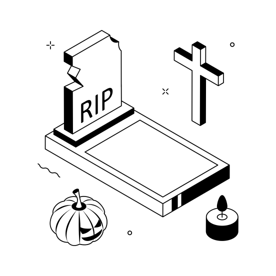 Grave, Rip, Halloween, Tombstone, Gravestone, Graveyard, Scary illustration