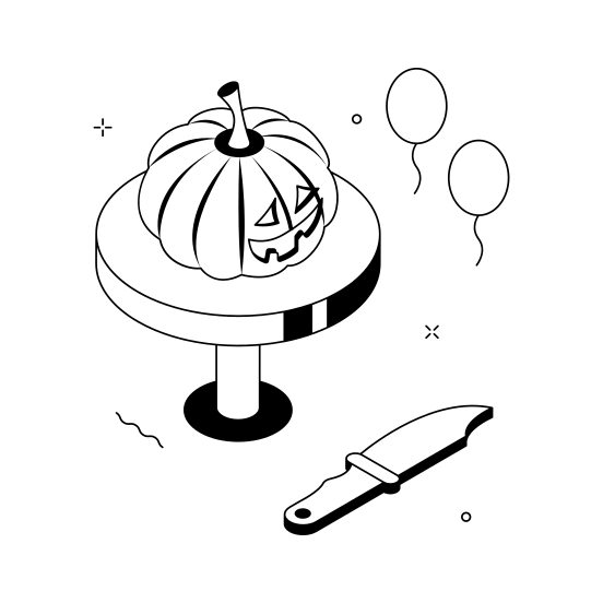 Halloween, Celebration, Festive, Pumpkin, Carving, Balloons, Event illustration