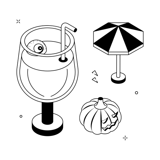 Halloween, Cocktail, Drink, Beverage, Party, Celebration, Spooky illustration