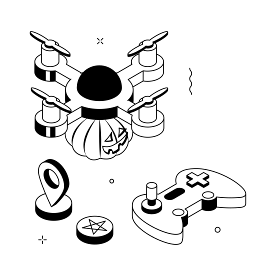Halloween, Drone, Pumpkin, Game, Controller, Spooky, Celebration illustration