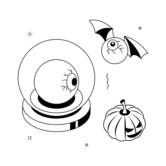 Halloween, Eyeball, Crystal, Ball, Magic, Scary, Spooky illustration