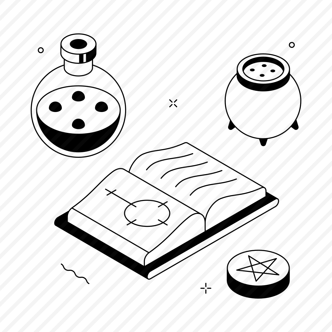 Halloween, Magic, Witchcraft, Potion, Poison, Cauldron, Spellbook preview