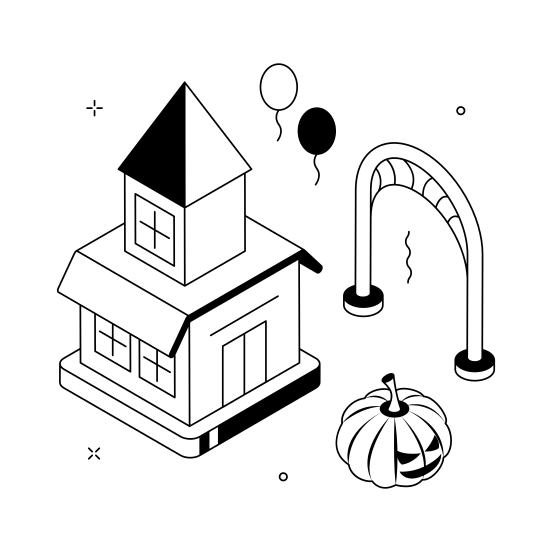 Haunted, House, Halloween, Spooky, Scary, Building, Castle illustration