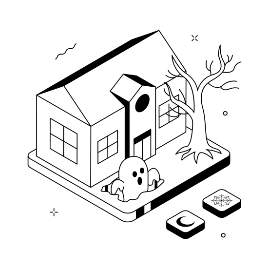 Haunted, House, Spooky, Castle, Building, Halloween, Ghosted illustration