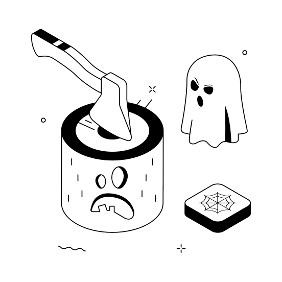 Haunted, Lumber, Axe, Hatchet, Ghost, Spooky, Creepy illustration
