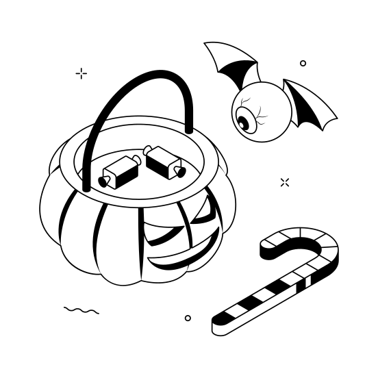 Pumpkin, Basket, Halloween, Candy, Sweet, Goodies, Dessert illustration