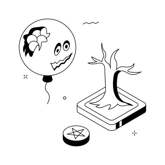 Scary, Spooky, Balloon, Zombie, Monster, Halloween, Creepy illustration