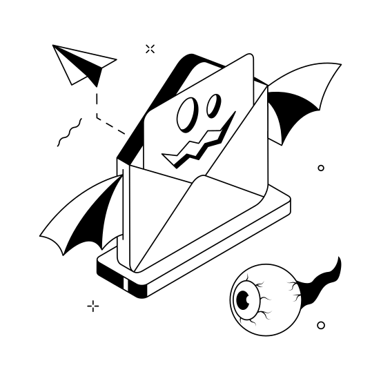 Spooky, Email, Mail, Communication, Halloween, Scary, Haunted illustration