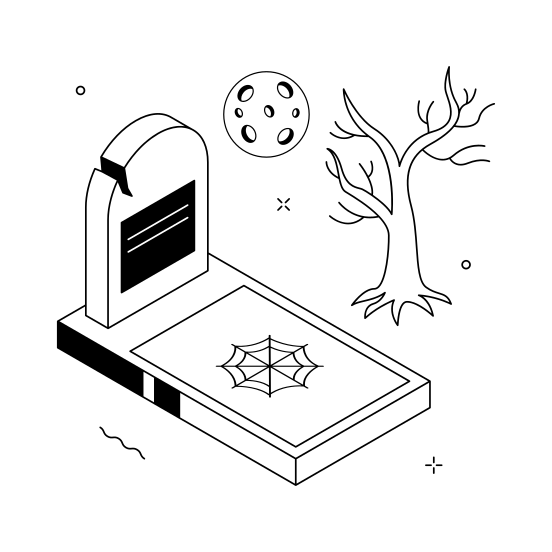 Tombstone, Gravestone, Grave, Spooky, Creepy, Scary, Haunted illustration