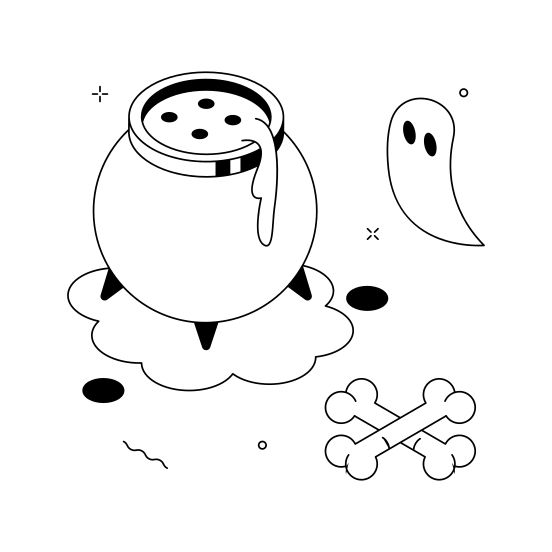 Witch, Cauldron, Creepy, Toxic, Potion, Scary, Spooky illustration