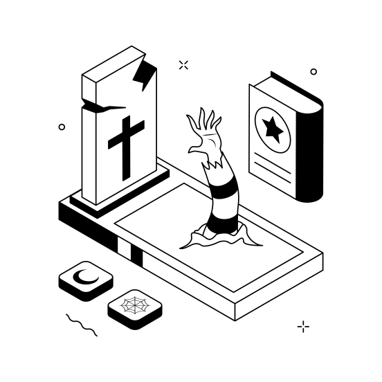 Zombie, Hand, Halloween, Crawling, Spooky, Scary, Tombstone illustration