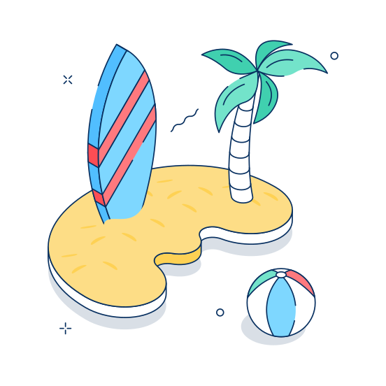 Beach, Adventure, Summer, Vacation, Travel illustration