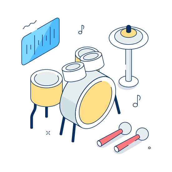 Drum, Set, Music, Entertainment, Instrument illustration