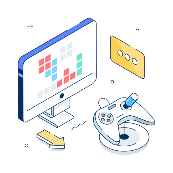 Gaming, Setup, Computer, Console, Joystick illustration