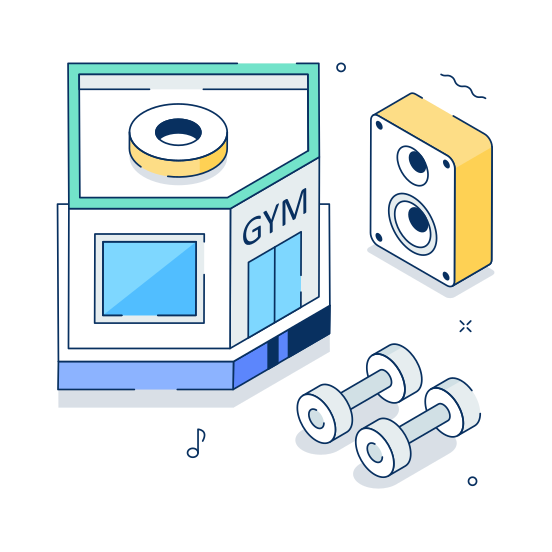 Gym, Equipment, Building, Architecture, Entertainment illustration