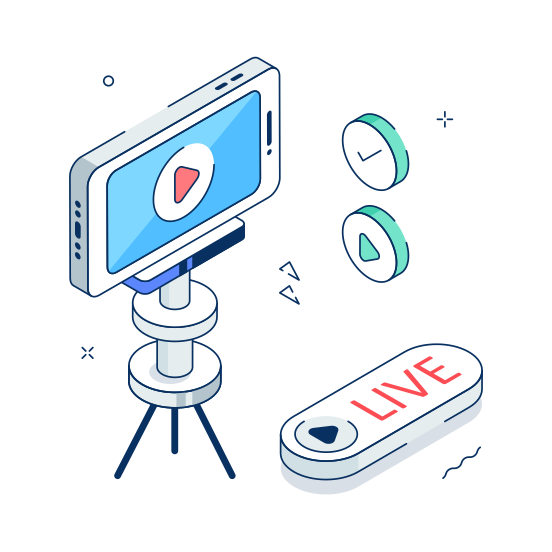 Live, Streaming, Video, Broadcast, Online illustration