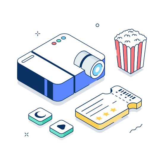Movie, Night, Setup, Cinema, Film illustration