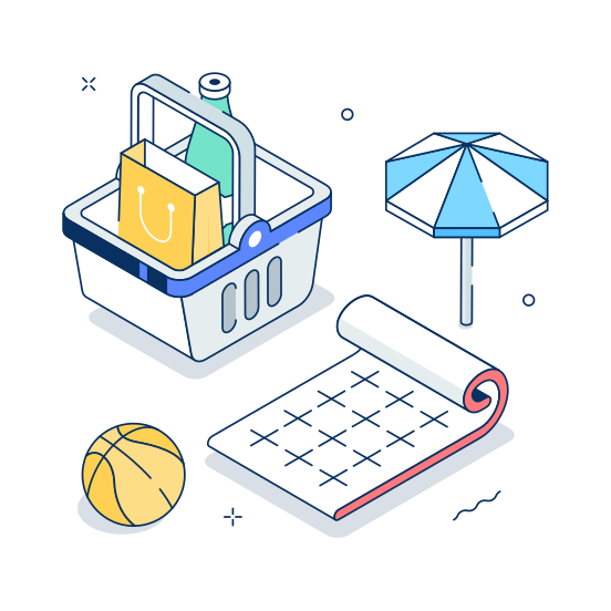 Picnic, Outdoor, Food, Basket, Fun illustration