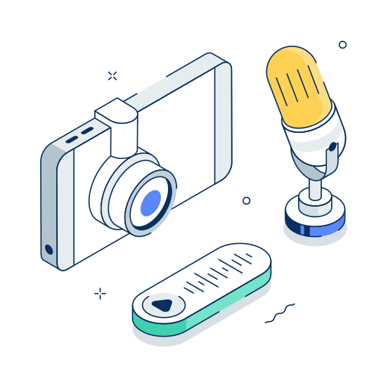 Podcast, Content, Creation, Microphone, Recorder illustration