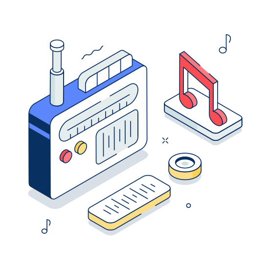 Radio, Entertainment, Broadcast, Music, Gadget illustration
