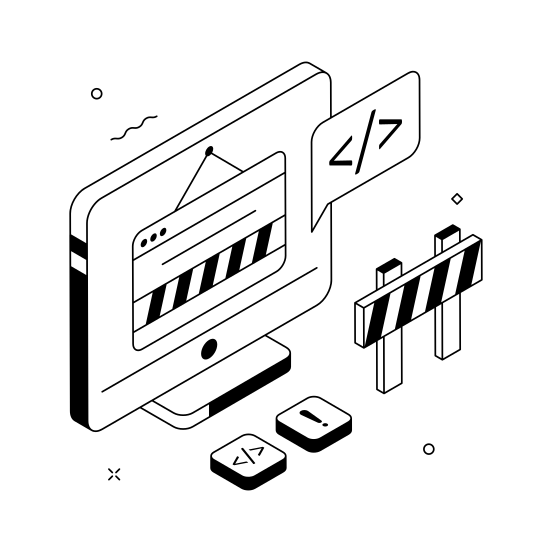 Coding, Barrier, Programming, Development, Software illustration