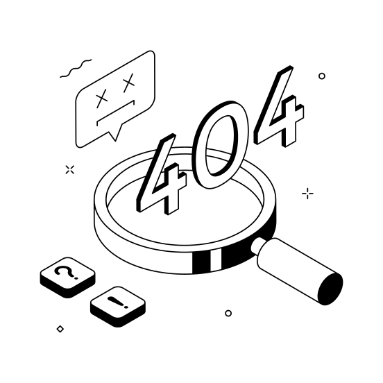 , Error, Not Found, Search, Alert illustration