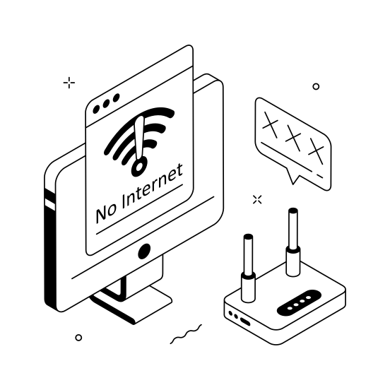 No Internet, Wifi, Router, Troubleshooting, Offline illustration