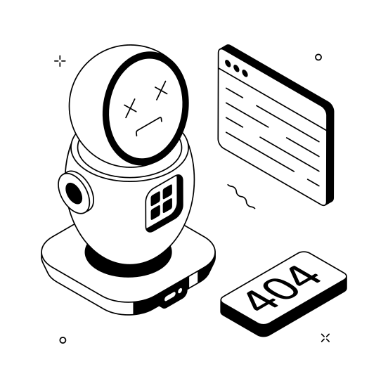 Robot, Bot, Not Found, Page, Website illustration