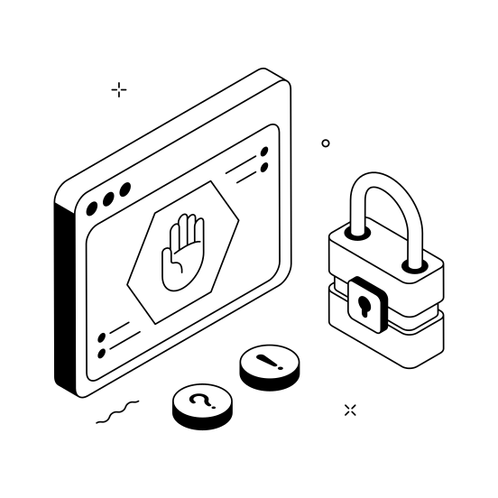 Security, Protection, Cybersecurity, Webpage, Website illustration