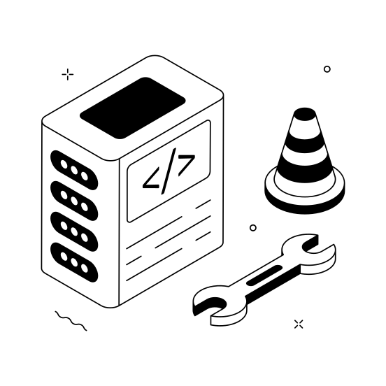 Server, Maintenance, Hardware, Software, Networking illustration