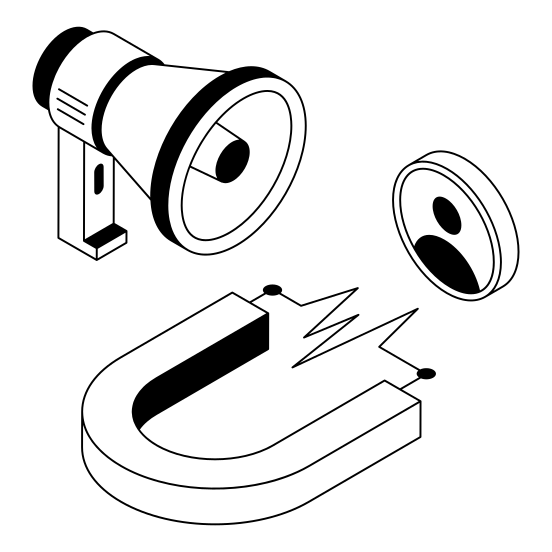 Attract, Audience, Engagement, Advertising, Publicity illustration