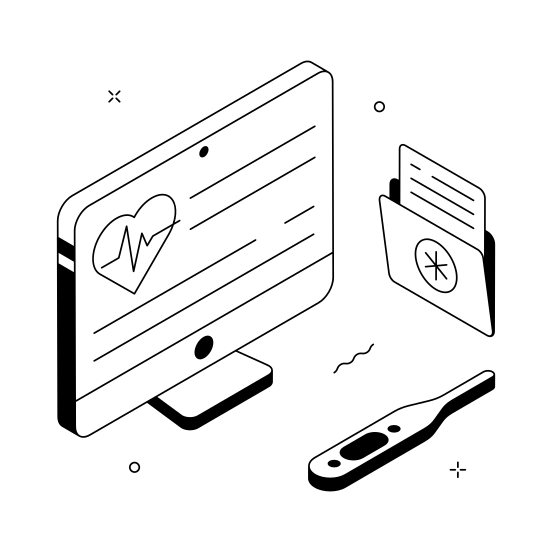 Digital, Health, Checkup, Online, Data illustration