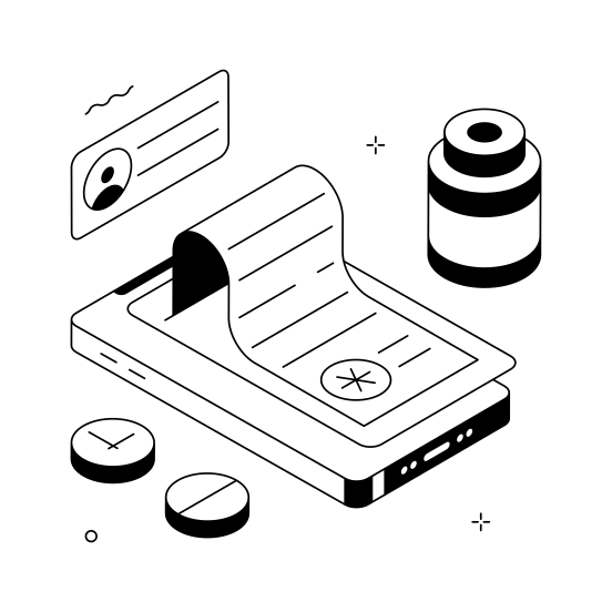 Digital, Prescription, Online, Health, Medical illustration
