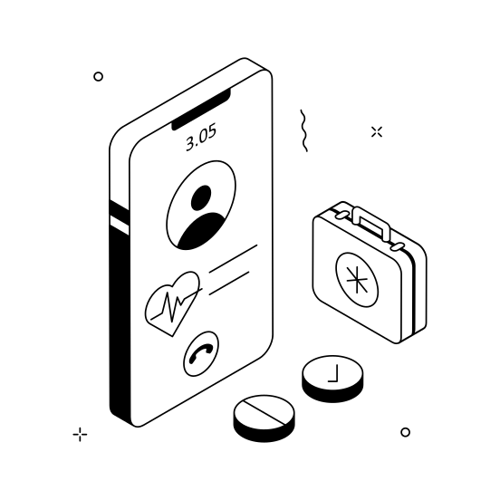 Health, App, Online, Digital, Healthcare illustration