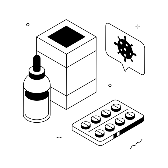 Medicine, Drugs, Tablets, Medications, Treatment illustration