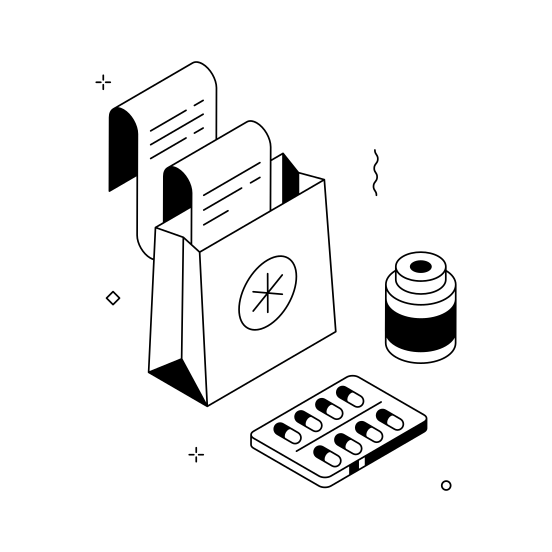 Shopping, Bag, Pharmacy, Medicine, Drugs illustration