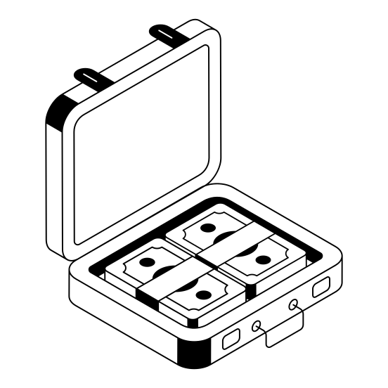 Briefcase, Cash, Currency, Wealth, Payment illustration