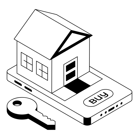Homeownership, App, Online, Buy, Key illustration