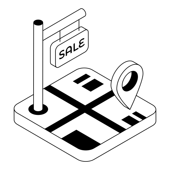 Land, Estate, Board, Signboard, Location illustration