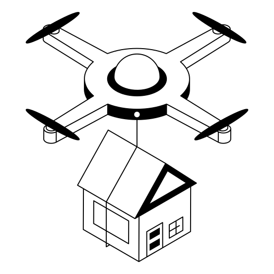 Shifting, Drone, Moving, Home, House illustration